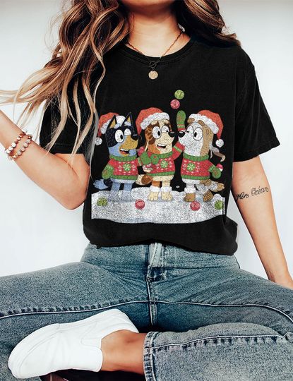 Discover Funny Christmas BlueyDad Family Shirt, Rockin' Around The Christmas Tree