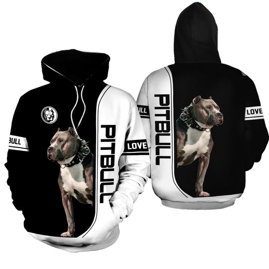 Discover Men’S Unique Hoodie Pitbull Dog 3D HOODIE US Sze Christmas Gift Halloween Gift