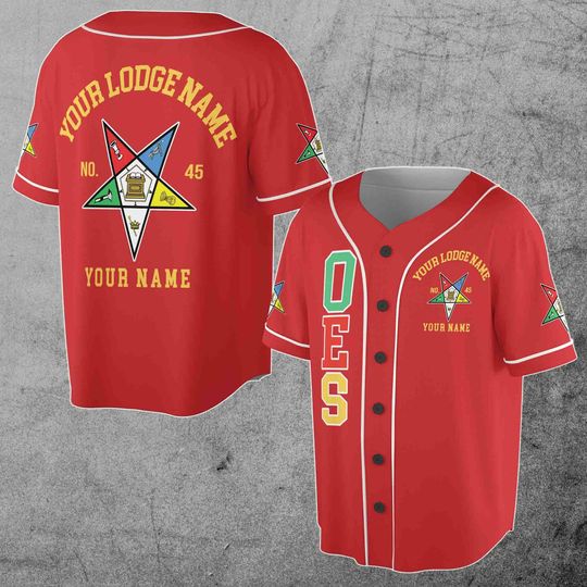 Discover Custom Name Order of the Eastern Star OES Pentagon Up PHA Unisex Baseball Jersey S-5XL