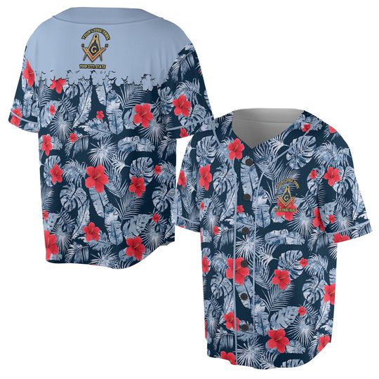 Discover Personalized Masonic Freemasonry Ice Palm Leaf Patten Baseball Jersey S-5XL