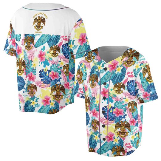 Discover Customized Scottish Rite 32 Colorful Palm Leaf Baseball Jersey S-5XL