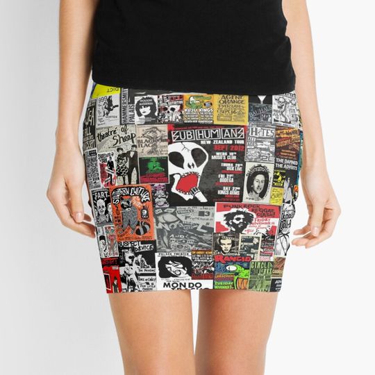 Discover PUNK GIG COLLAGE Mini Skirt
