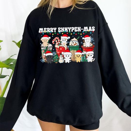 Discover Enhypen Christmas Sweatshirt, Enhypen Walk The Line World Tour Sweatshirt, Kpop Christmas Sweatshirt