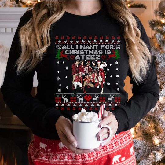 Discover Ateez Christmas Sweatshirt with Fellow Ship Break The Wall Theme