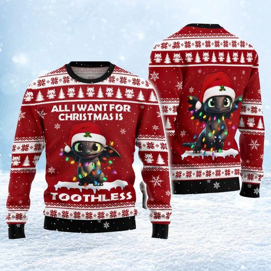 Discover Toothless Christmas Ugly Sweater, How To Train Your Dragon Sweater, Night Fury Xmas Sweater