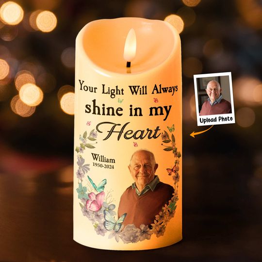 Discover Your Light Will Always Shine In My Heart - Personalized Photo LED Candle