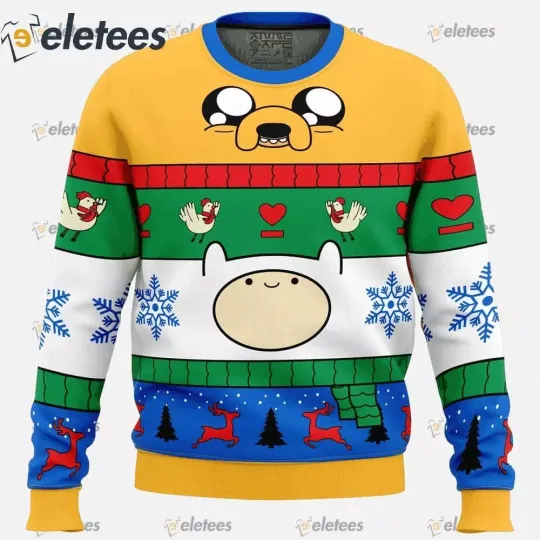 Discover Finn & Jake Adventure Time Ugly Christmas Sweater Festive Gift for Cartoon Fans