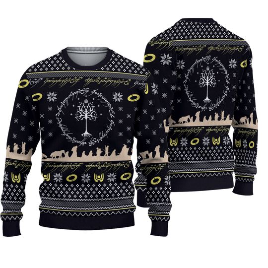 Discover Lord of The Rings Elvish Circle Ugly Christmas Sweater, Lord Of The Rings Christmas