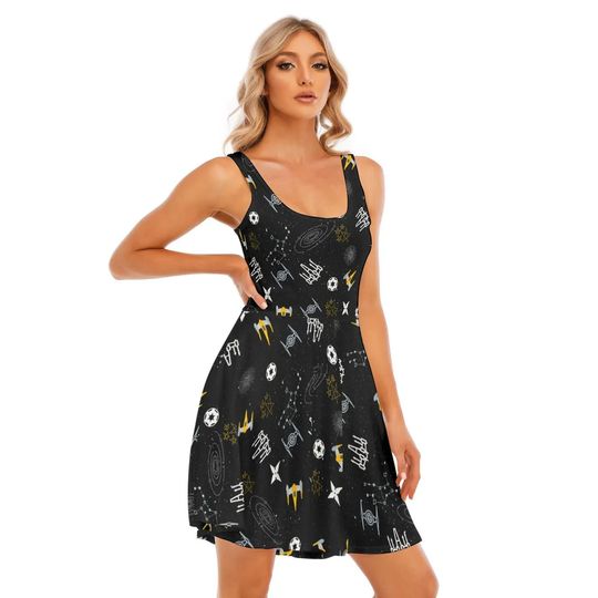Discover Galactic Stars Women's Black Skater Dress  Family Vacation Matching  Space Wars