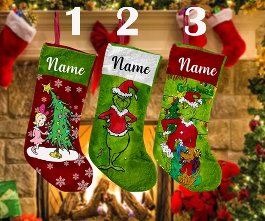 Discover Personalized Green Monster Stole Christmas 2024 Stocking