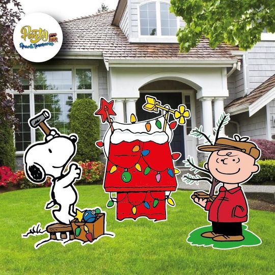 Discover Christmas Charlie, Snoopy, show logo yard sign