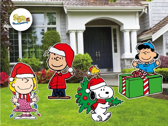 Discover Christmas Charlie, Snoopy, show logo yard sign