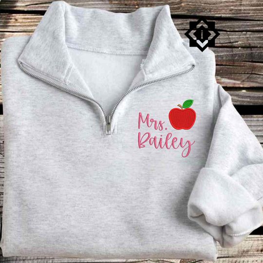 Discover Embroidered Personalized Teacher Quarter Zip Sweatshirt