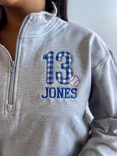 Discover Baseball mom Embroidered Quarter Zip Sweatshirt