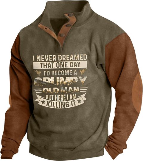 Discover Mens Sweatshirt Print Long Sleeve Pullover Stand Collar Sweatshirts