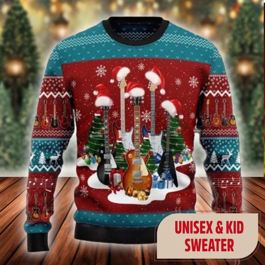 Discover Electric Guitar Christmas Ugly Sweater, Guitarist Music Lovers Gift