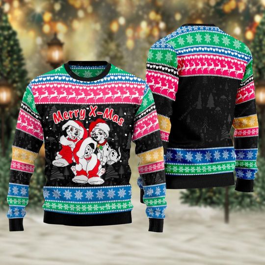 Discover Dalmatian Dog Ugly Xmas Sweatshirt, Dalmatian Merry Xmas Cartoon Lover Ugly Sweater