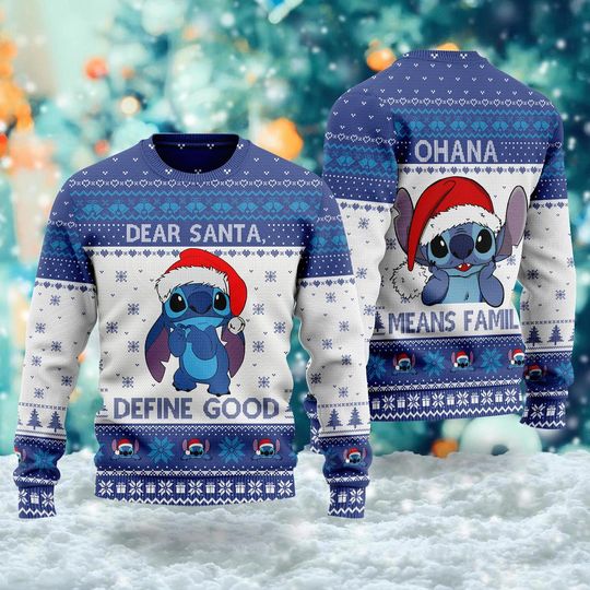 Discover Cute Stitchmas Ugly Christmas Sweater, Dear Santa Define Good Xmas Sweatshirt