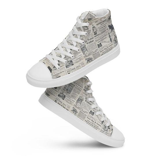 Discover Old Newspaper Print Womens Novelty high top canvas shoes