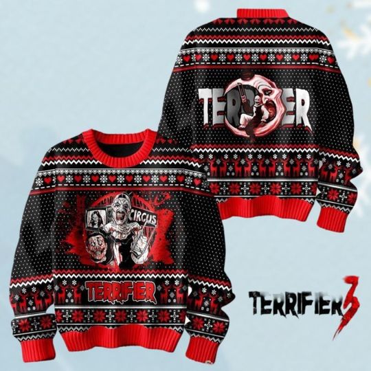 Discover Terrifier Ugly Christmas Sweater, Scary Clown Sweatshirt, Horror Characters