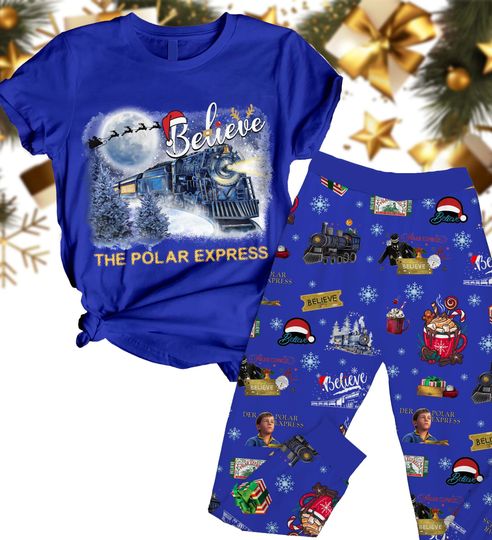 Discover Christmas Polar Express Pajamas Set, Xmas Train Tshirt Pants Set, Polar Express Family Matching Pajamas