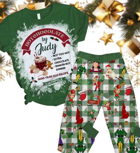Discover Elf Pajamas Set with Hot Chocolate Theme