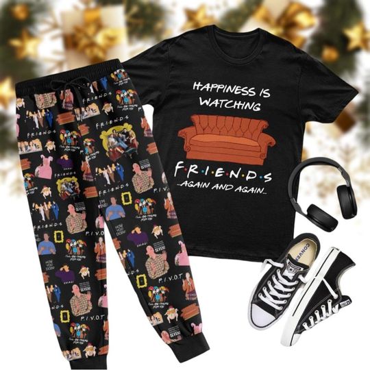 Discover Happiness is Watching Friends Pajama Set