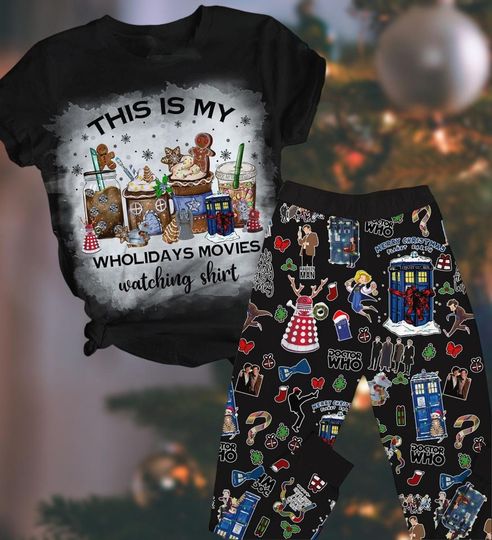 Discover Doctor Who Merry Christmas Pajamas, Planet Earth Raggedy Man Pj Set, Police Box TShirt Pants Set