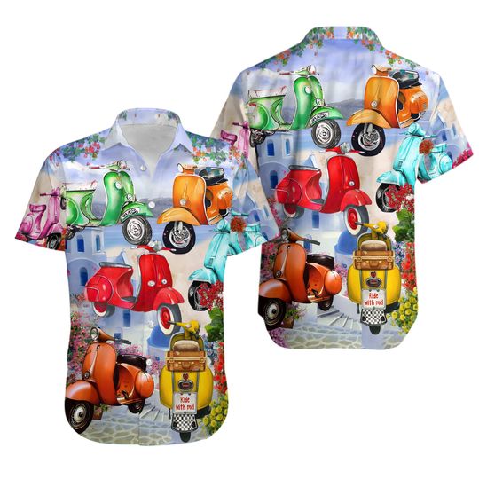 Discover Scooters Chill Hawaiian Shirt 3D,Rider Colorful Unique Beach Shirt