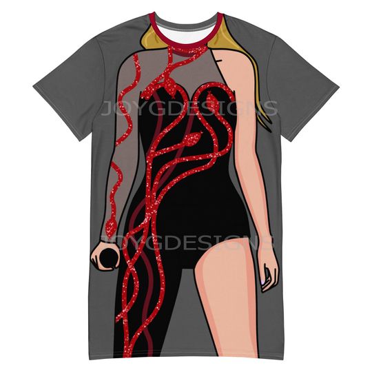 Discover Taylor inspired red snake concert outfit, costume T-shirt dress