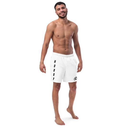 Discover Groom Men's swim trunk shorts, Personalized Hubby Swimsuit, Mr., Newlywed, Just married
