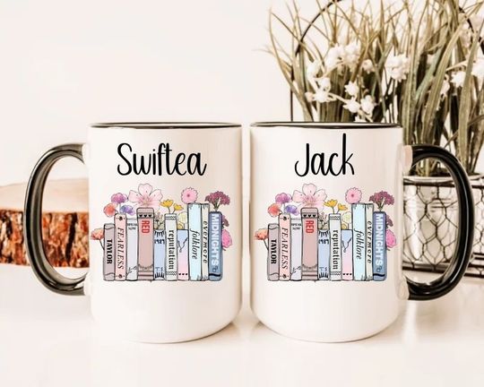 Discover Personalized Swiftea Mug, Floral Music Album Mug, Gift for Her, Trendy Gift Christmas Gif