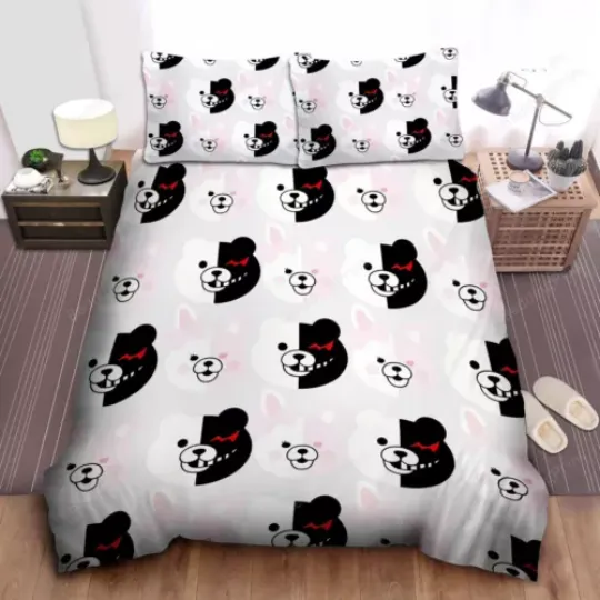 Discover Danganronpa Momokuma  Momomi Cute Heads Pattern Duvet Cover Bedding Set
