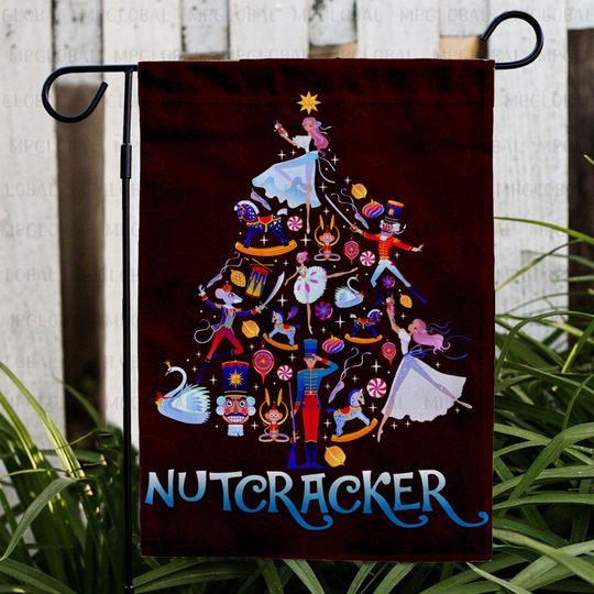 Discover Christmas Nutcracker Squad Ballet Dance Garden Flag, Joyful Ballet Christmas Tree Garden Flag