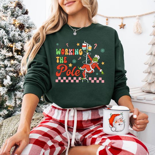 Discover Working The Pole Grin Nurse PNG, Christmas  Sweatshirt