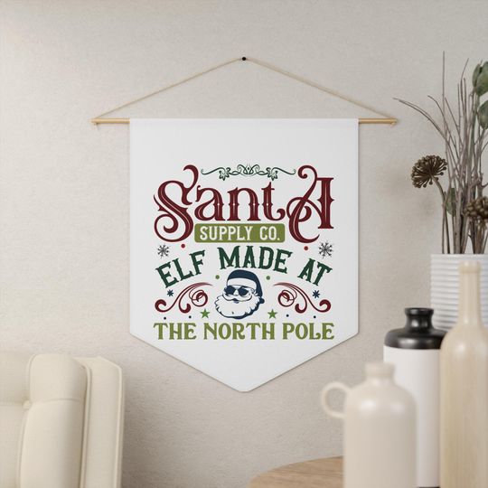 Discover Santa Supply Co Christmas Pennant, Decor Holiday