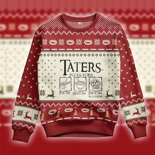 Discover Taters Potatoes Ugly Christmas Sweater, LOTR Fans Sweater
