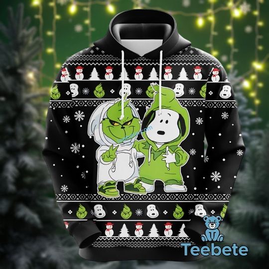 Discover funny character And Snoopy Christmas Ugly 3D Hoodie