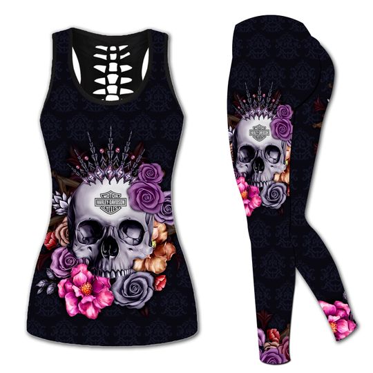 Discover Love motorbike all over printed legging & tank top