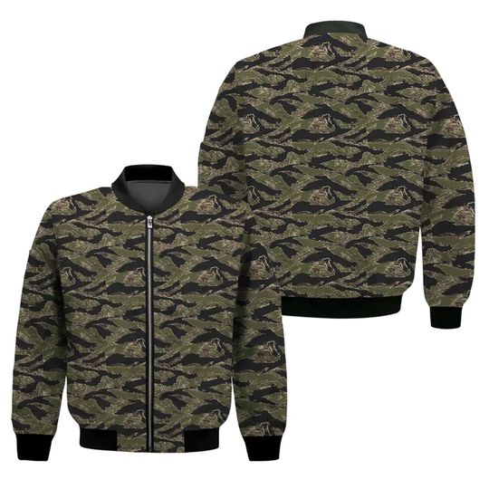 Discover Tiger-Stripe Camouflage Pattern Men's Bomber Jacket
