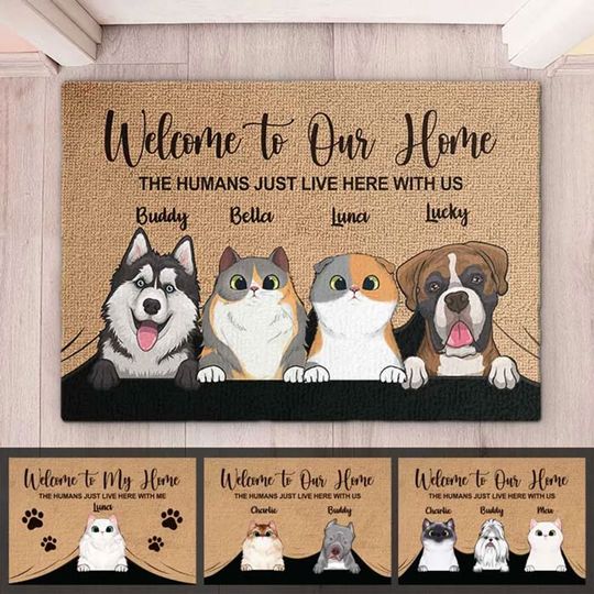 Discover Welcome To The Pet Home - Funny Personalized Pet Decorative Mat, Doormat (Cat & Dog) (TW)