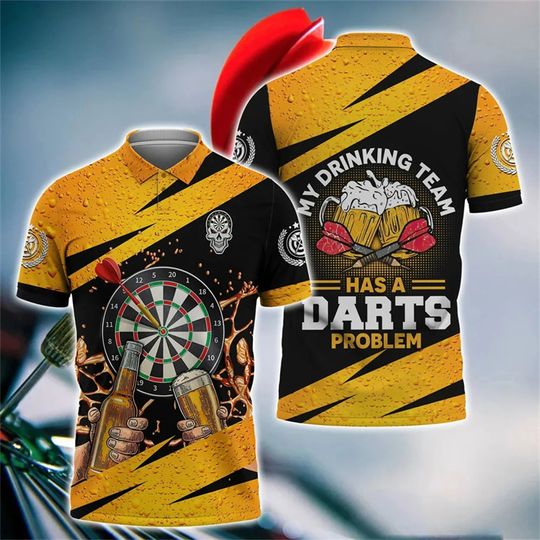 Discover Darts Turntable Polo Shirts For Men Clothes Casual Party Lapel Polo Shirt