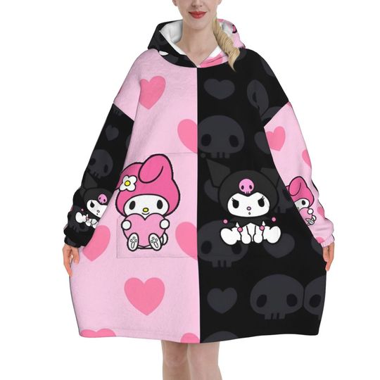Discover Melody And Kuromi Blanket Hoodies, Gifts for Friends
