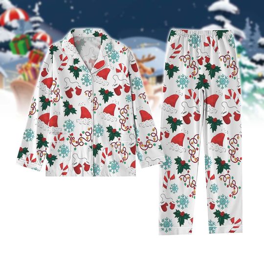 Discover Christmas Santa Clause Pajamas Set, Santa Gloves Women Pajamas Sets