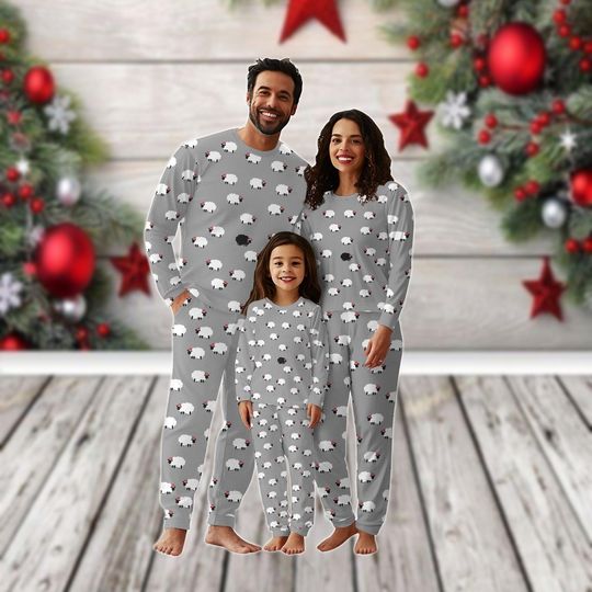 Discover Christmas Sheep Family Pajamas Set, Sheep Cloud Holiday Pajamas