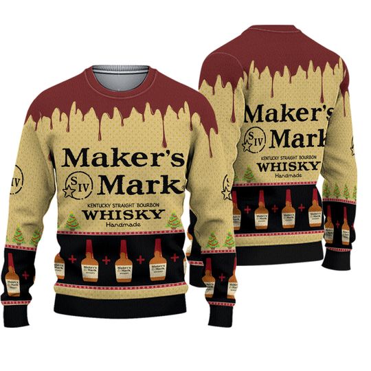 Discover Maker's Marks Whisky Ugly Christmas Sweater, Christmas Sweater, Ugly Knitted Sweater