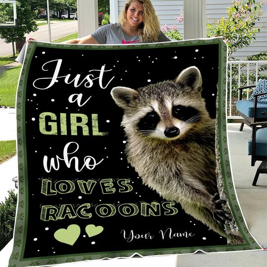 Discover Customized Just a girl who loves Raccoons Fleece Blanket