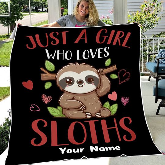 Discover Just A Girl Who Loves Sloth Blanket For Birthday, Sloth Lovers Lazy Day Christmas Birthday