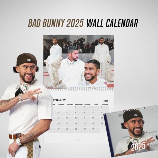 Discover Bad 2025 Bunny Wall Calendar, Christmas Gift, Fan Merch
