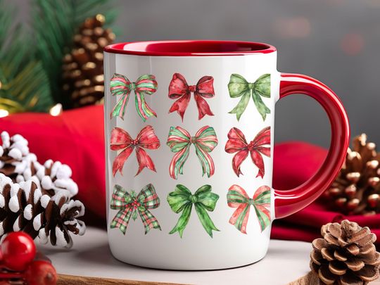 Discover Christmas Bows Coquette Accent Mug